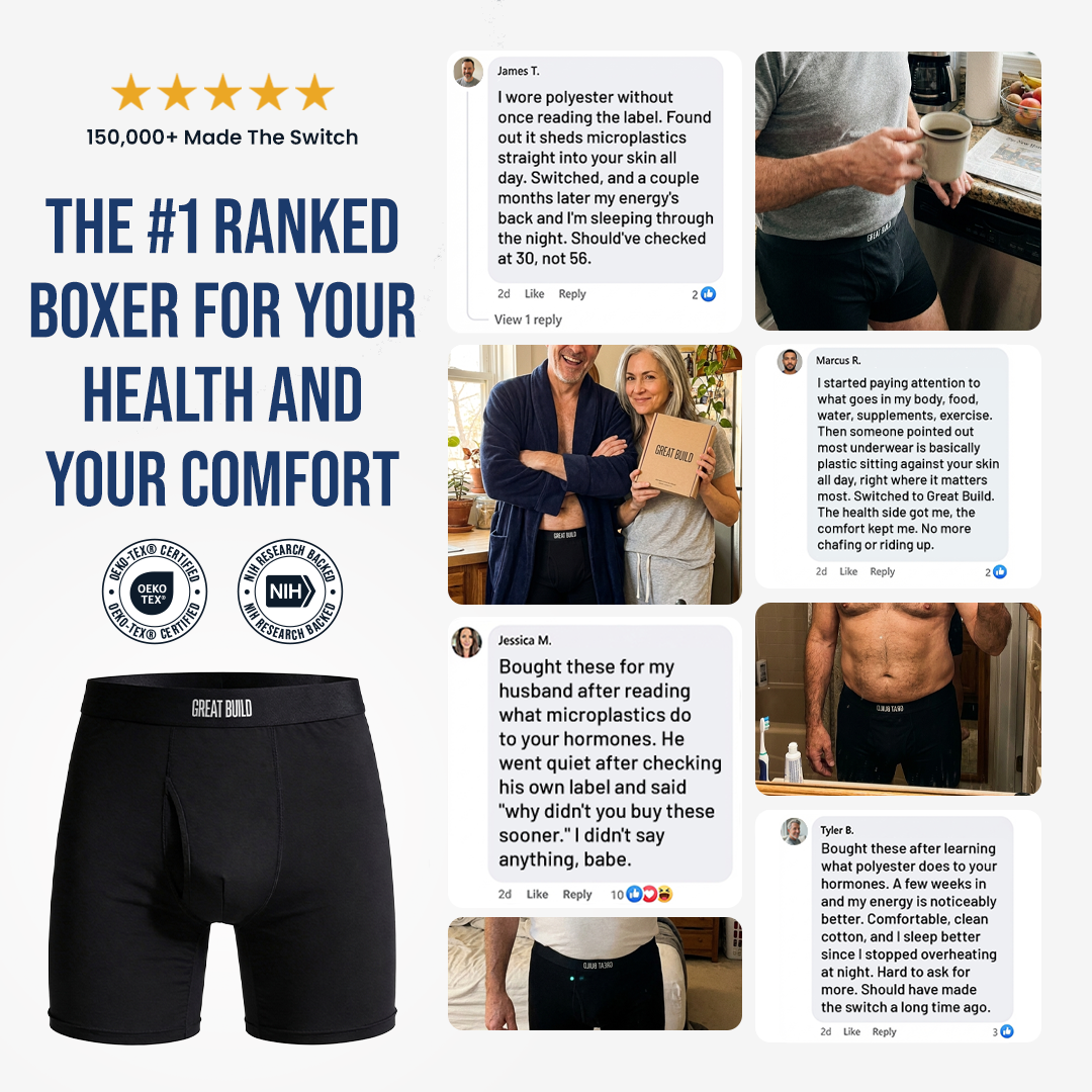 The GREAT BUILD Organic Cotton Boxer Brief Plastic-Free